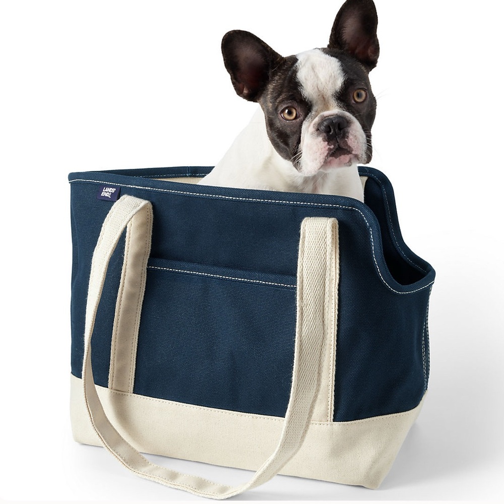 Lands End Navy and Cream Dog Carrier Tote